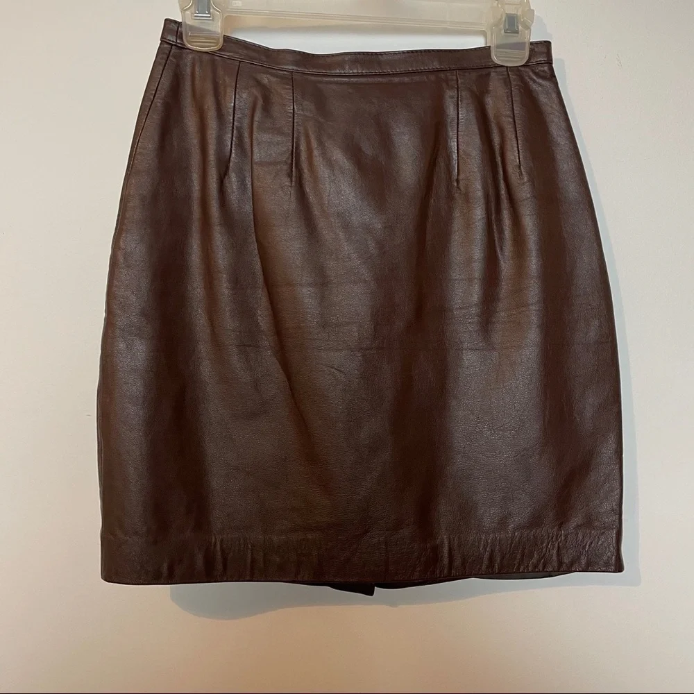 Matters of Degrees 100% Leather Brown Lined Skirt